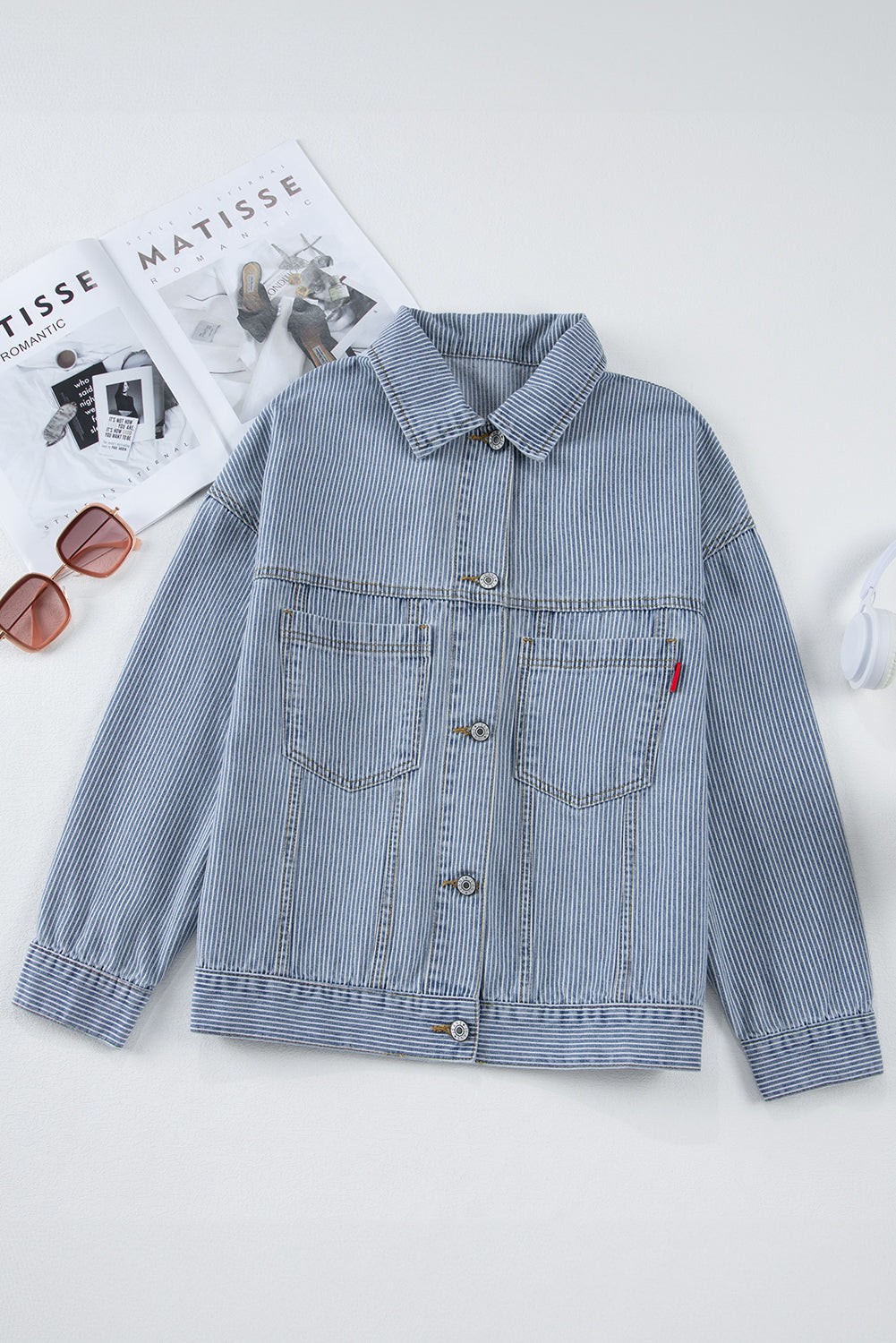 Veste en jean bleu & gris | Pour FEMMES