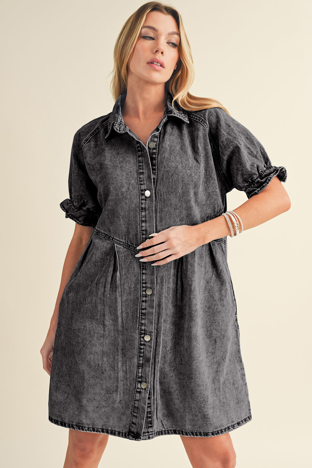 Robe courte en jean | Avec poches