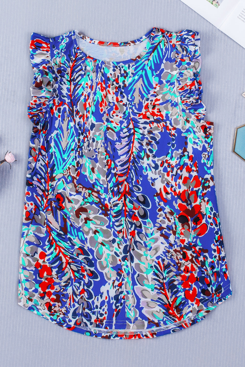 Haut bleu | Sans manches | Pour FEMMES