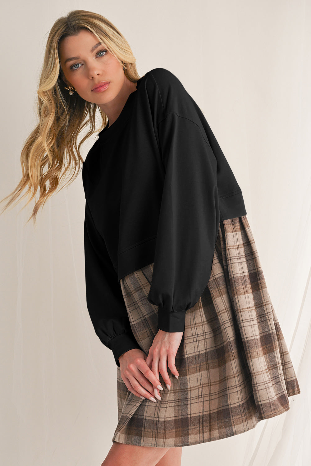 Robe courte en pull | Manches longues