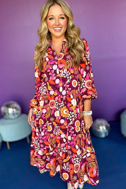 Robe longue rose/violette "Samantha"