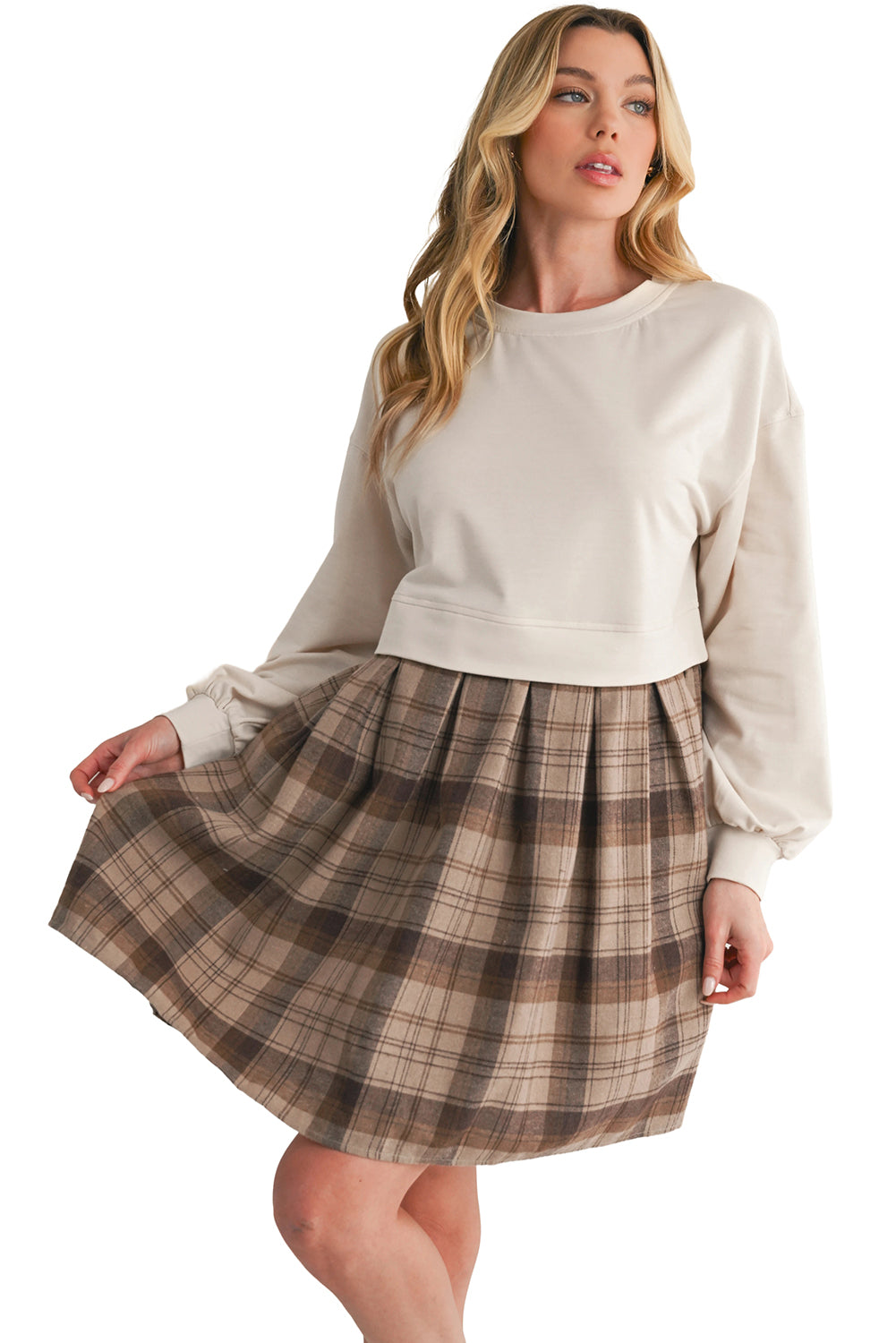 Robe courte en pull | Manches longues