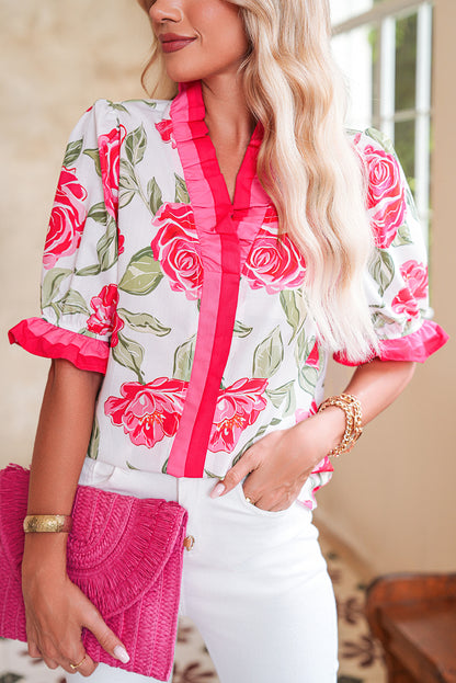 Haut floral manches courtes "Éloane"