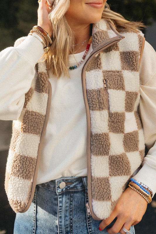 Sleeveless Jacket | Checkerboard Design | For WOMEN