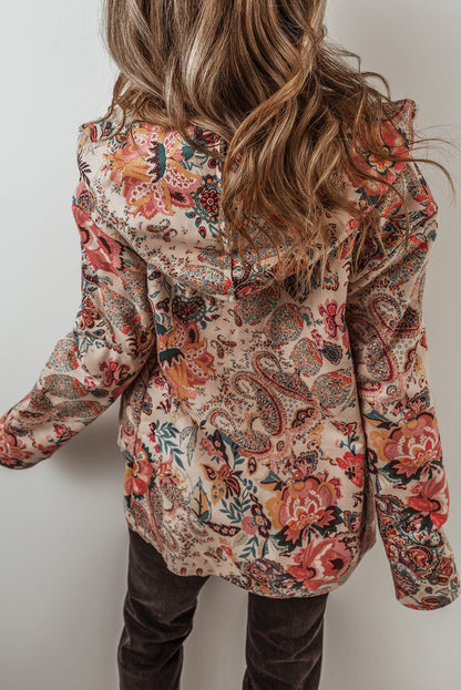 Warm Hooded Overshirt Jacket | Floral Print | For WOMEN