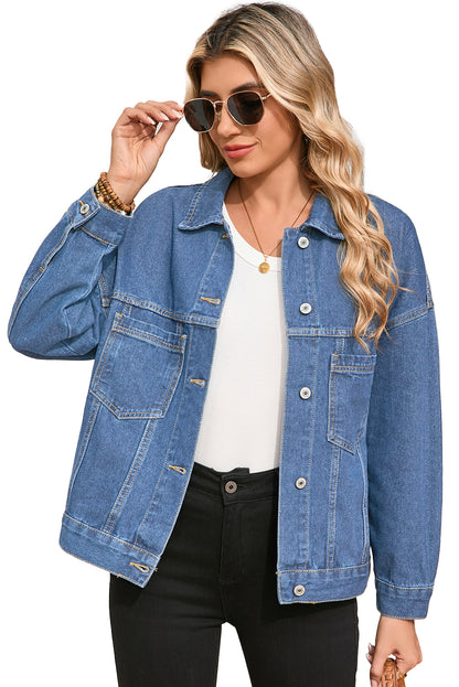 Veste en jean bleu & gris | Pour FEMMES