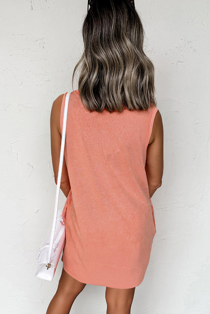 Beau Blue Mineral Wash Tank Mini Dress with Pockets