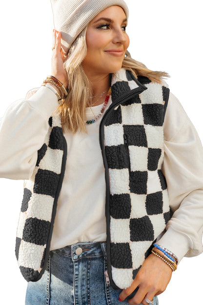 Sleeveless Jacket | Checkerboard Design | For WOMEN