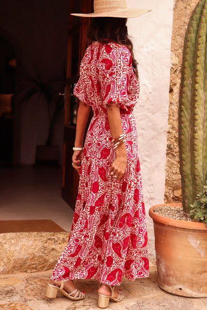 Robe longue "Marta" | Manches courtes | À fente