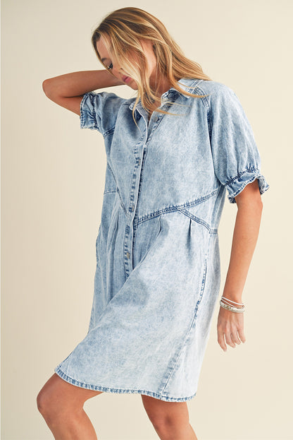 Robe courte en jean | Avec poches