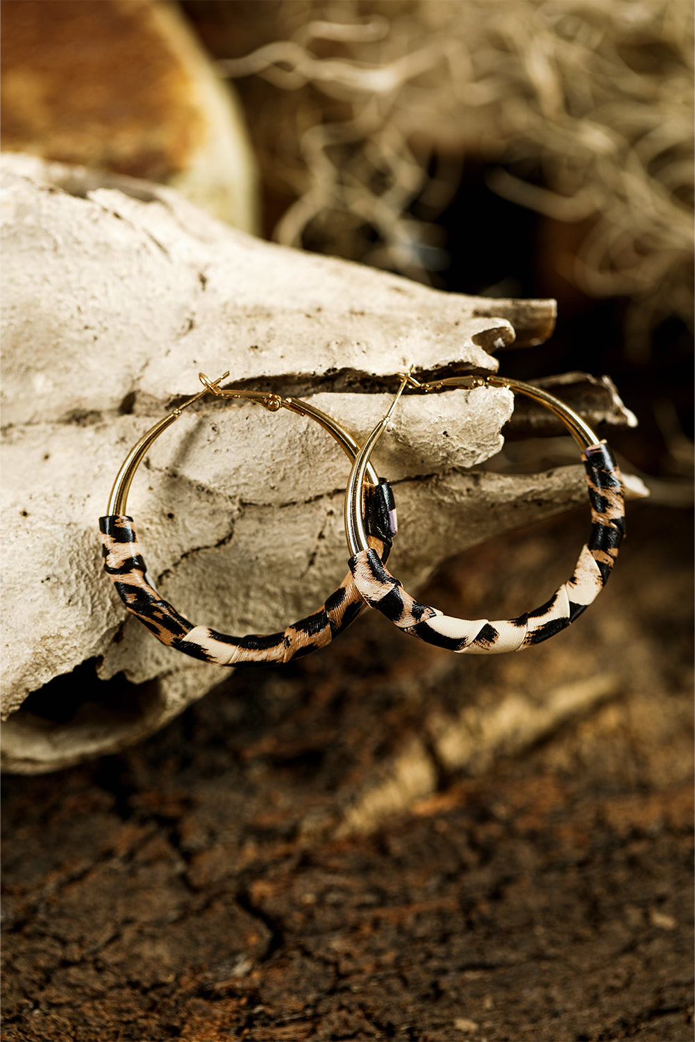 Leopard print and gold hoop earrings "Ranyah"