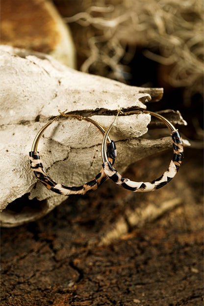 Leopard print and gold hoop earrings "Ranyah"