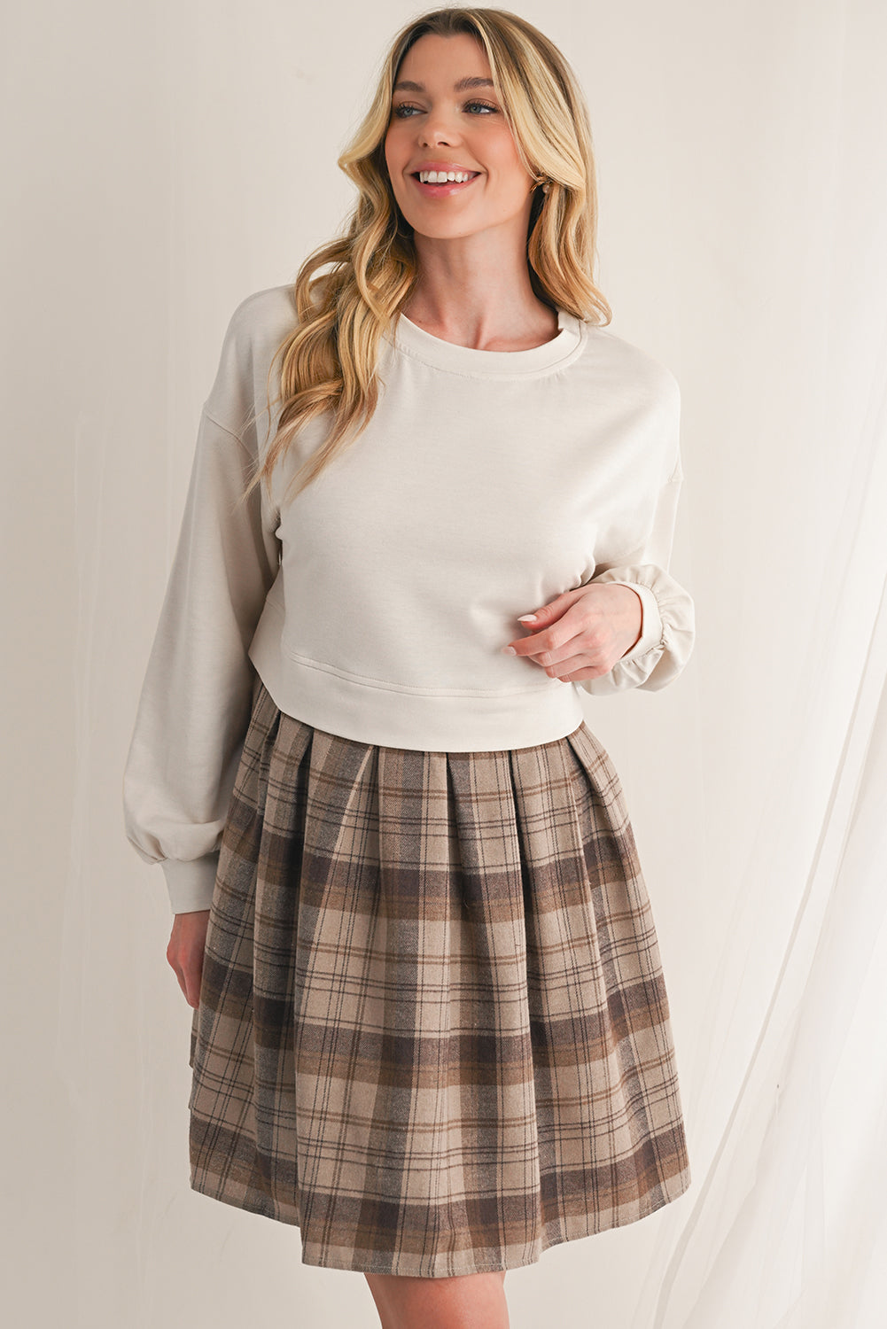 Robe courte en pull | Manches longues