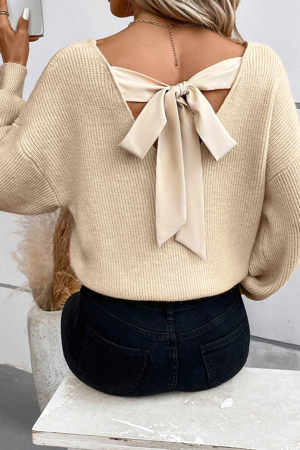 Pull au col V | Noeud de papillion | Pour FEMMES