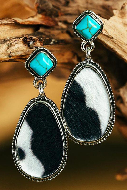Black turquoise pendant earrings