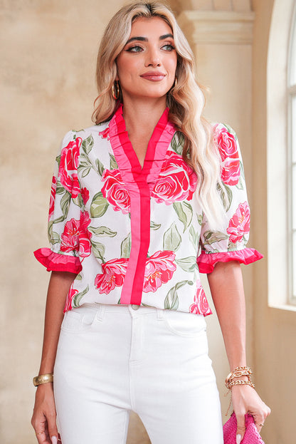 Haut floral manches courtes "Éloane"