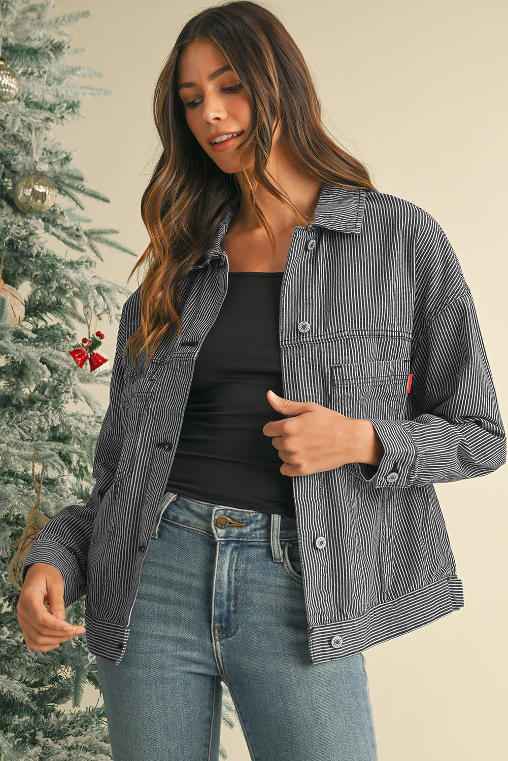 Veste en jean bleu & gris | Pour FEMMES