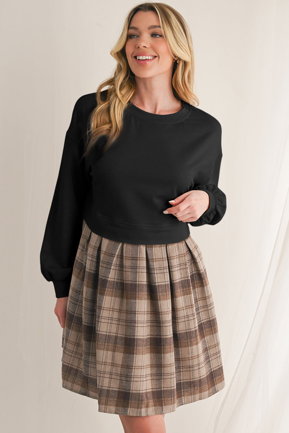 Robe courte en pull | Manches longues