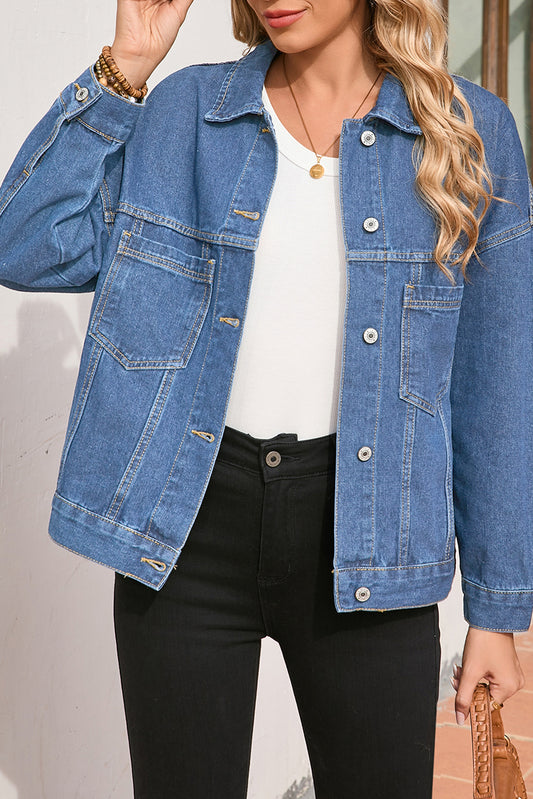 Veste en jean bleu & gris | Pour FEMMES
