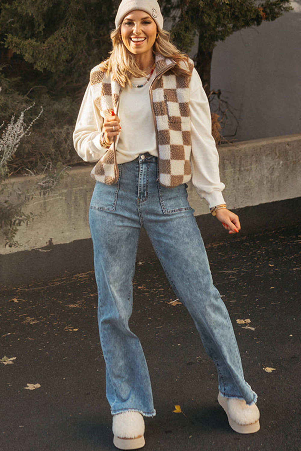 Sleeveless Jacket | Checkerboard Design | For WOMEN