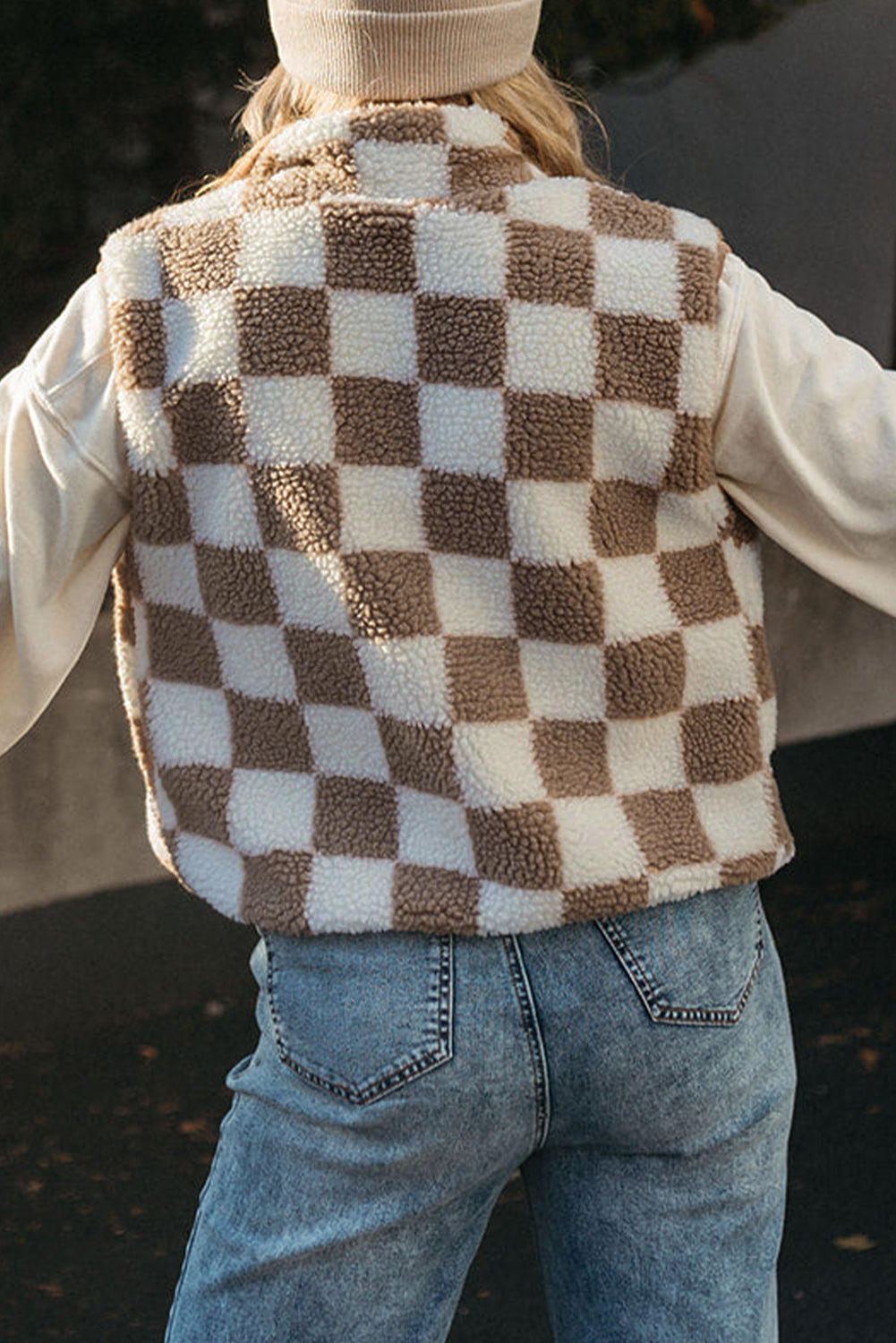 Sleeveless Jacket | Checkerboard Design | For WOMEN