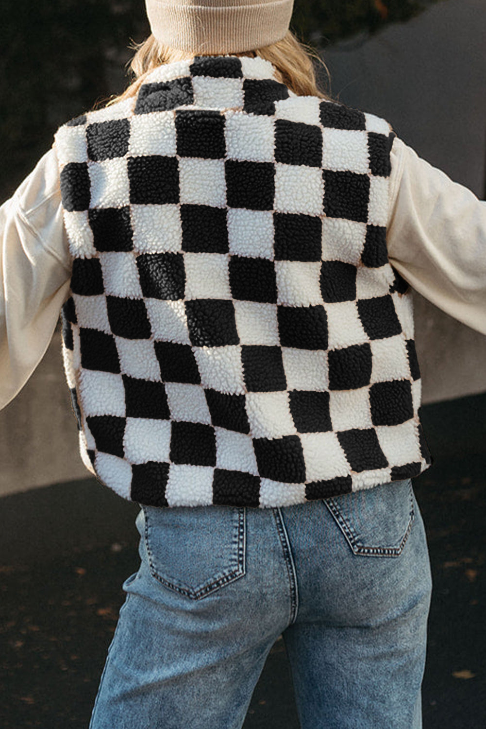 Sleeveless Jacket | Checkerboard Design | For WOMEN