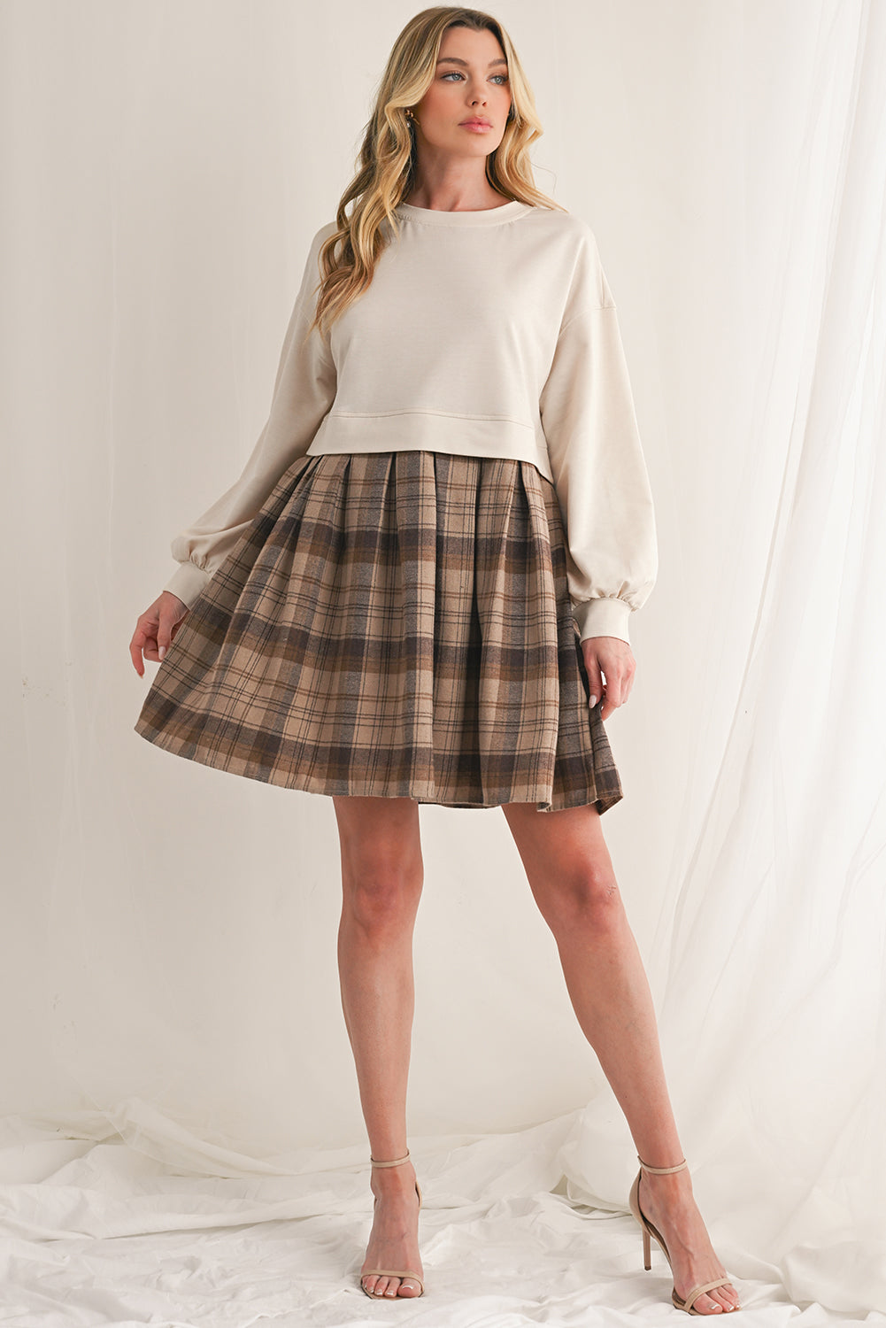 Robe courte en pull | Manches longues