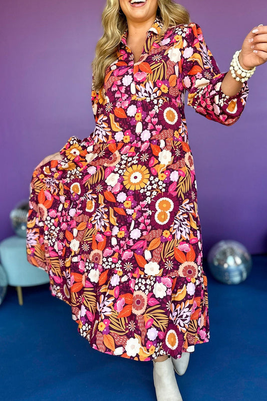 Robe longue rose/violette "Samantha"