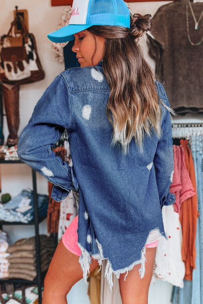 Veste longue en jean | Déchirée | Pour FEMMES