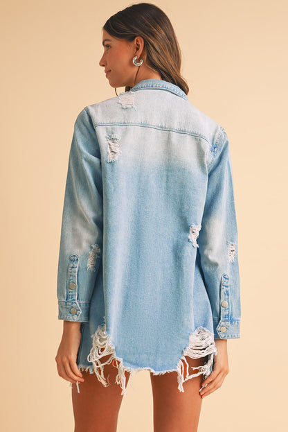 Veste longue en jean | Déchirée | Pour FEMMES