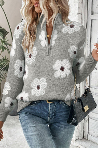Pull quarter zip floral | Pour FEMMES