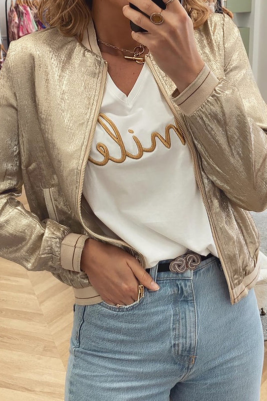 Blouson brillant | Zippée | Pour FEMMES