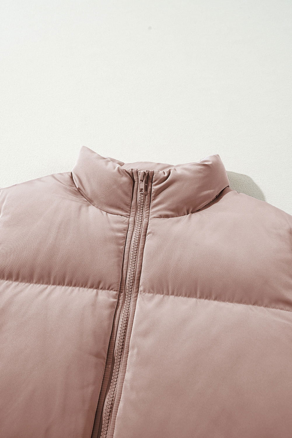 Apricot Pink Full Zipper Quilted Puffer Jacket - ELLEsinil - 