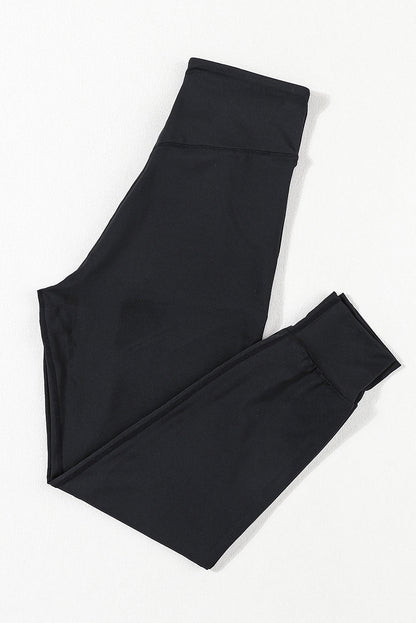 Black Exposed Seam High Waist Pocketed Joggers - ELLEsinil - 