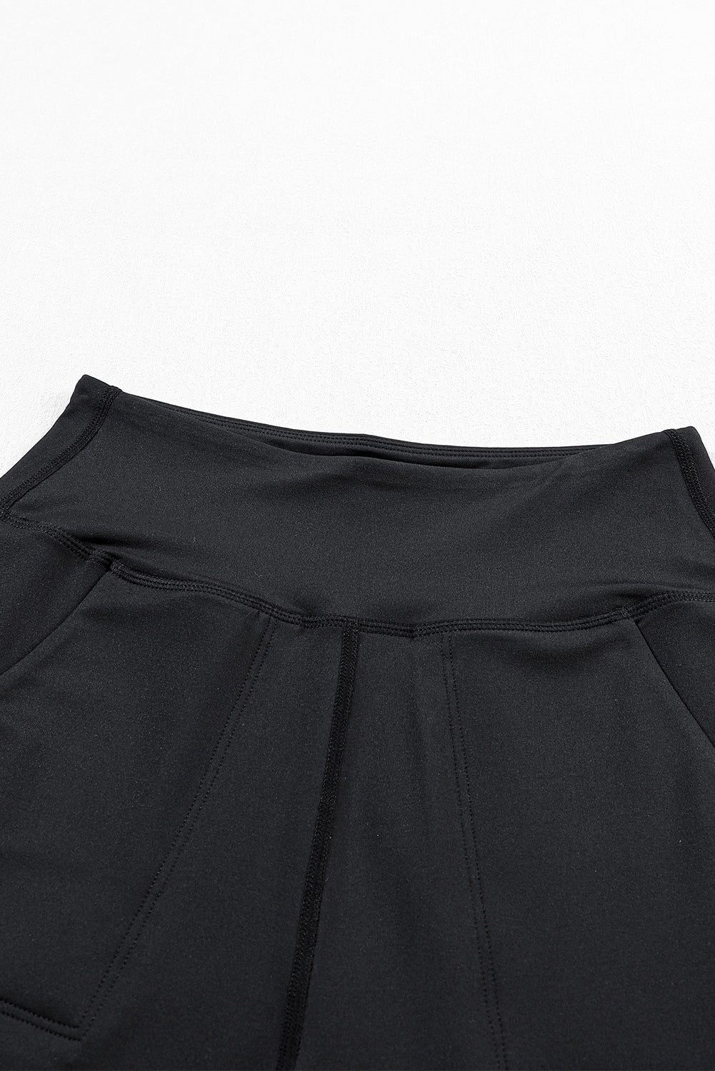 Black Exposed Seam High Waist Pocketed Joggers - ELLEsinil - 