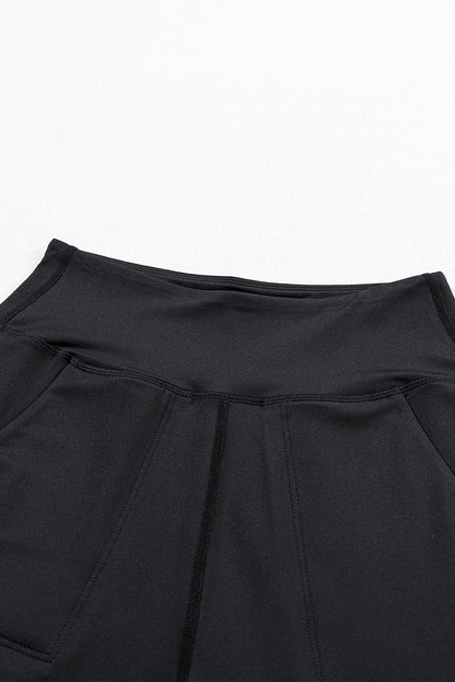 Black Exposed Seam High Waist Pocketed Joggers - ELLEsinil - 