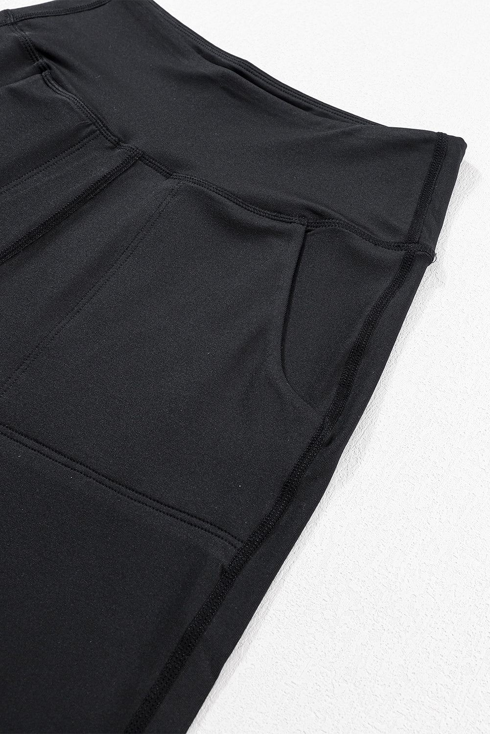 Black Exposed Seam High Waist Pocketed Joggers - ELLEsinil - 