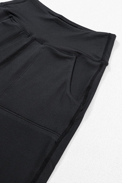 Black Exposed Seam High Waist Pocketed Joggers - ELLEsinil - 
