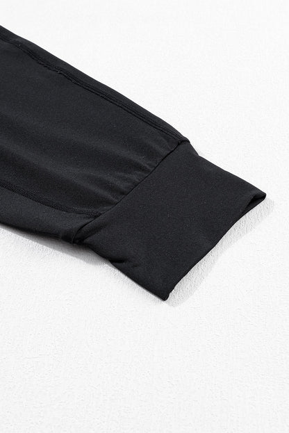 Black Exposed Seam High Waist Pocketed Joggers - ELLEsinil - 
