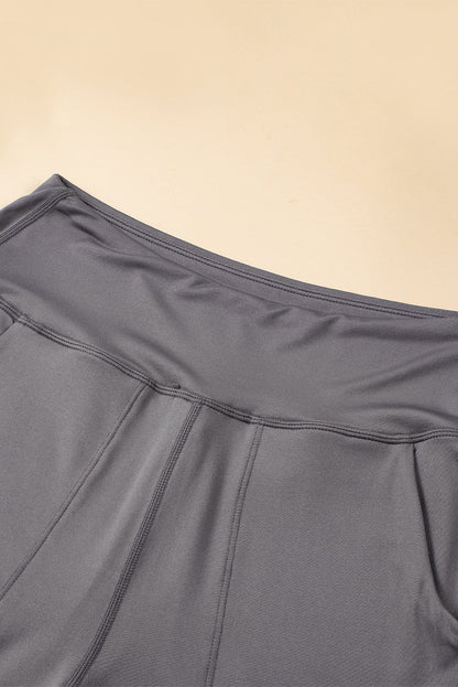 Black Exposed Seam High Waist Pocketed Joggers - ELLEsinil - 