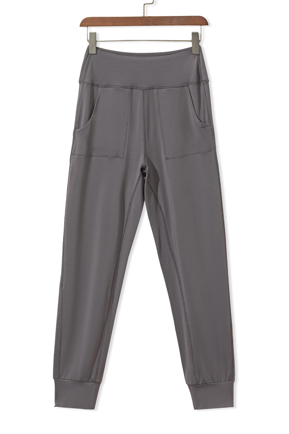 Black Exposed Seam High Waist Pocketed Joggers - ELLEsinil - 