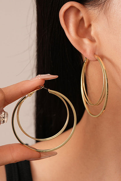Gold Large Double Hoop Earrings - ELLEsinil