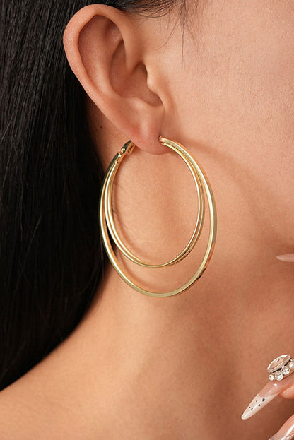 Gold Large Double Hoop Earrings - ELLEsinil