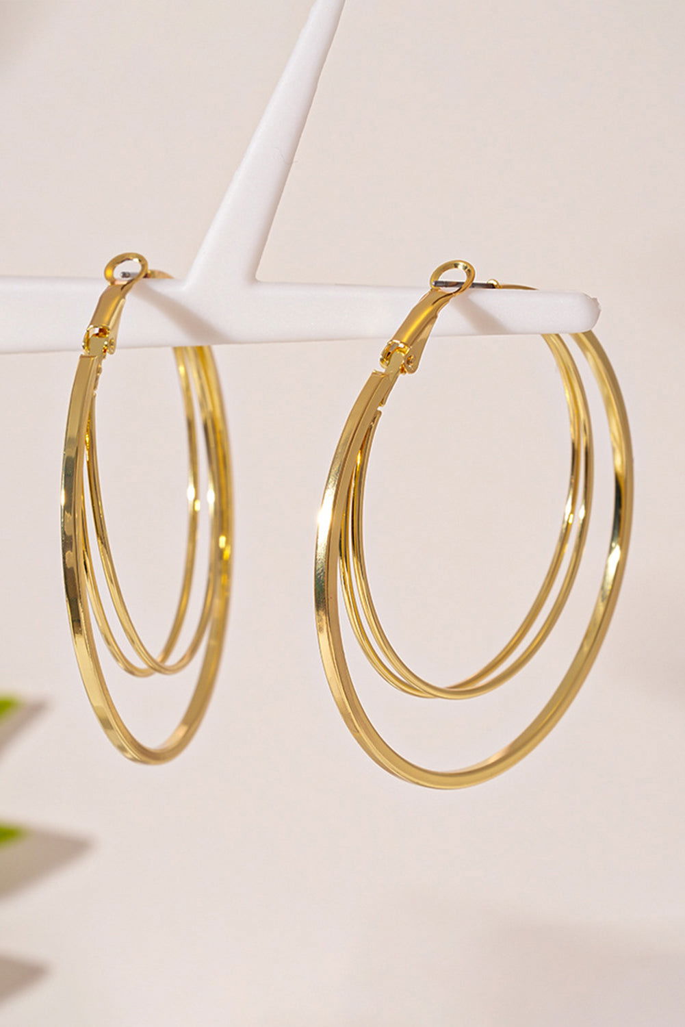Gold Large Double Hoop Earrings - ELLEsinil