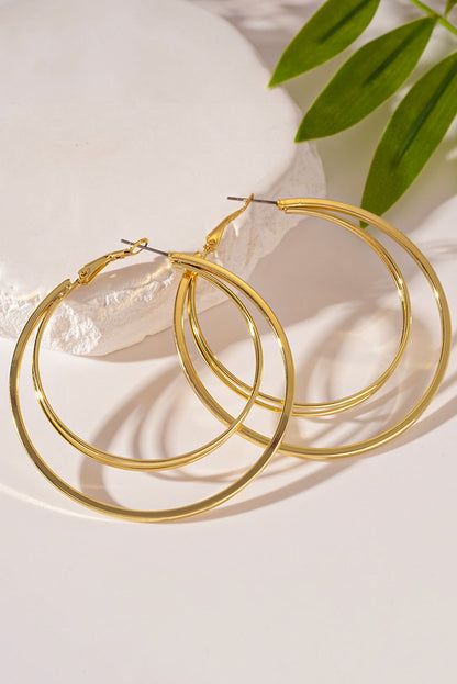 Gold Large Double Hoop Earrings - ELLEsinil