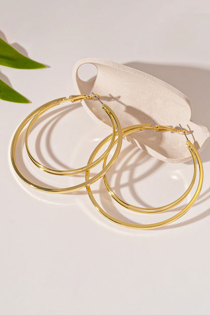 Gold Large Double Hoop Earrings - ELLEsinil