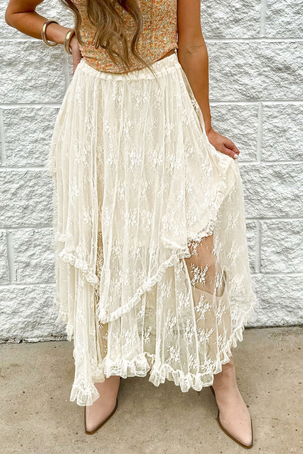 Jupe longue blanche multicouches - ELLEsinil