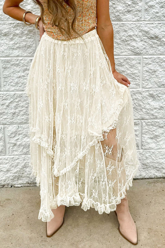Jupe longue blanche multicouches - ELLEsinil