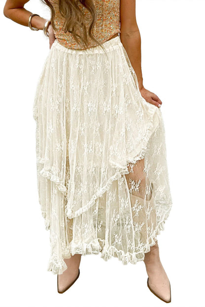 Jupe longue blanche multicouches - ELLEsinil