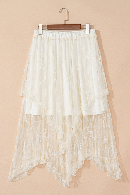 Jupe longue blanche multicouches - ELLEsinil